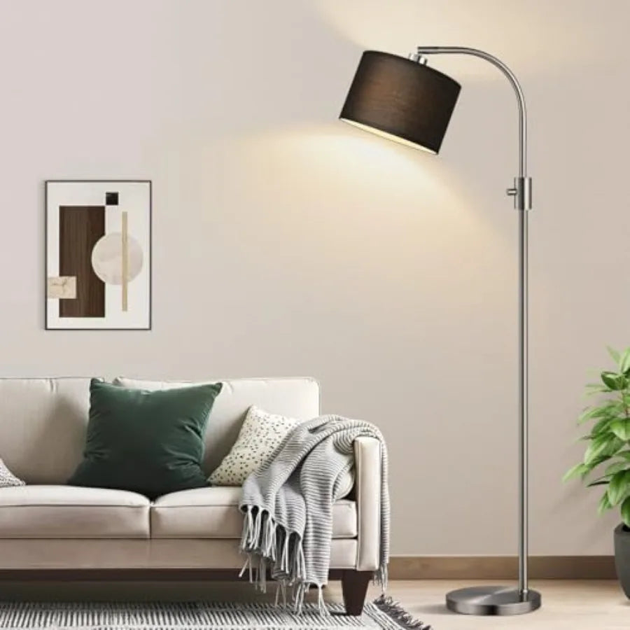 Upgraded Modern Arc Dimmable Tall Standing Floor Lamp with Linen Shade, 1200 Lumens LED Bulb Included, for Living and Reading R