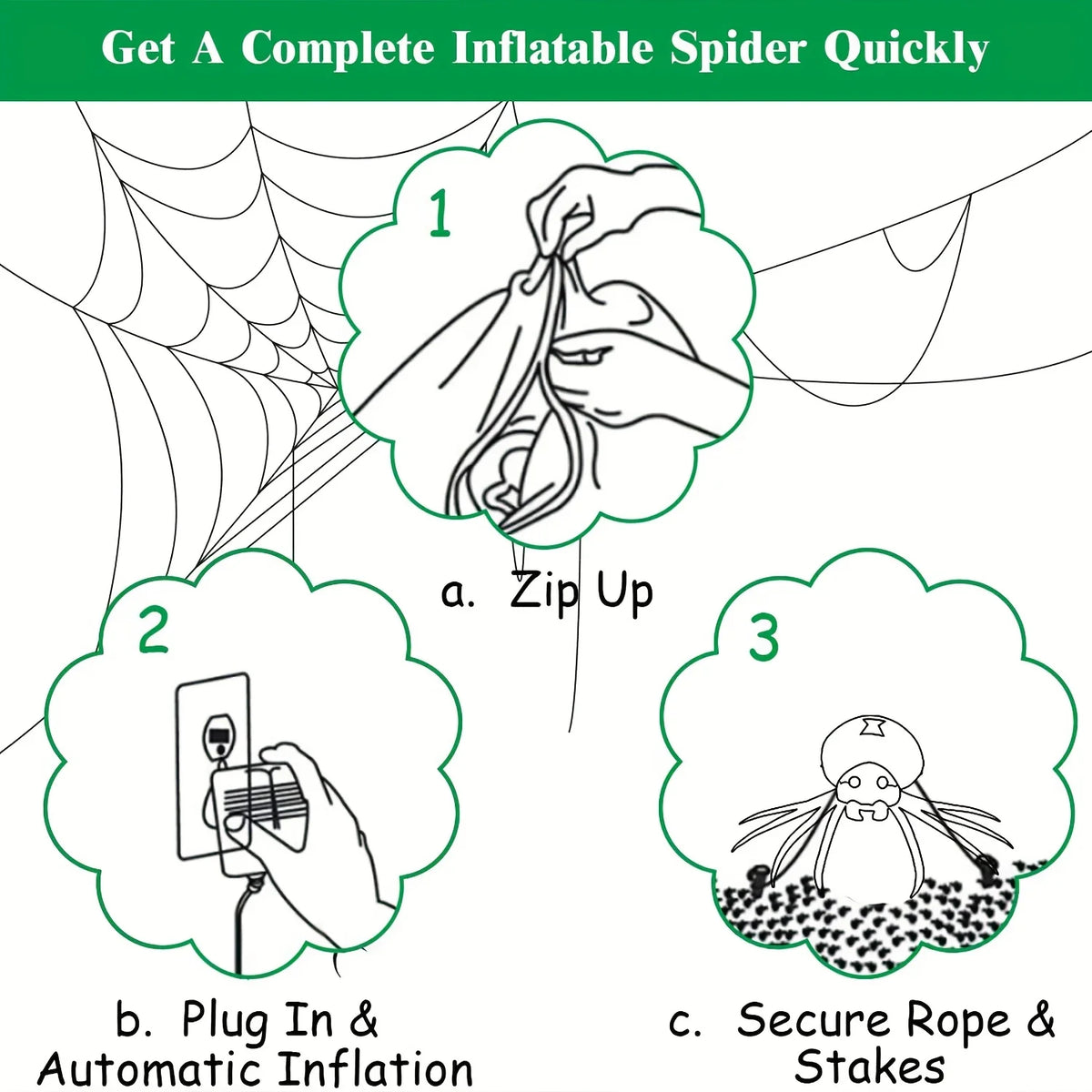 Giant 7.2 FT LED Glowing Inflatable Spider Creepy Blow Up Yard Decor with Stakes & Blower, Outdoor Halloween Airblown Spider for Lawn Garden Party Quick Setup & Fast Deflate Design Fast Shipping