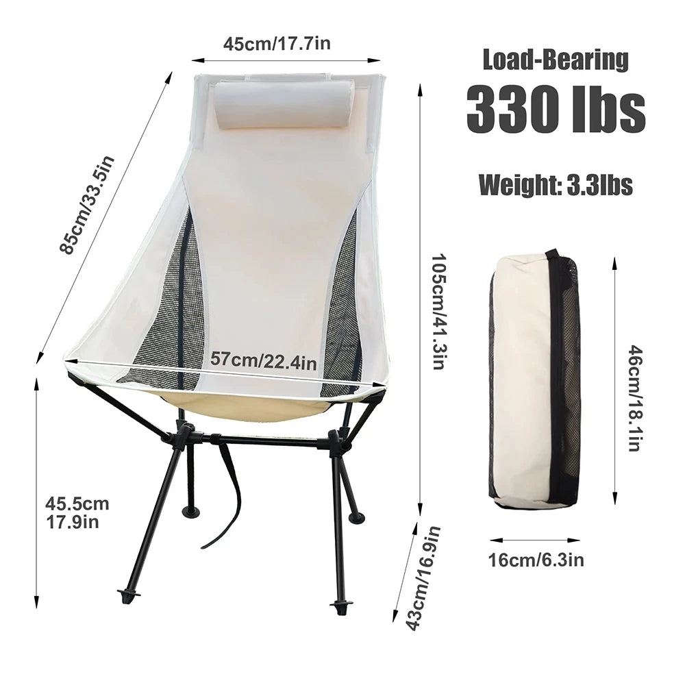 Portable Folding Camping Chair with Headrest Lightweight