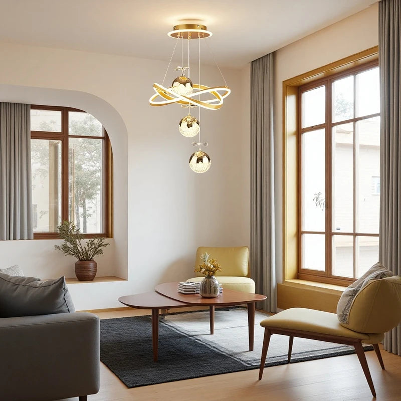 Three Color Temperatures LED Pendant Chandelier With Adjustable Suspension