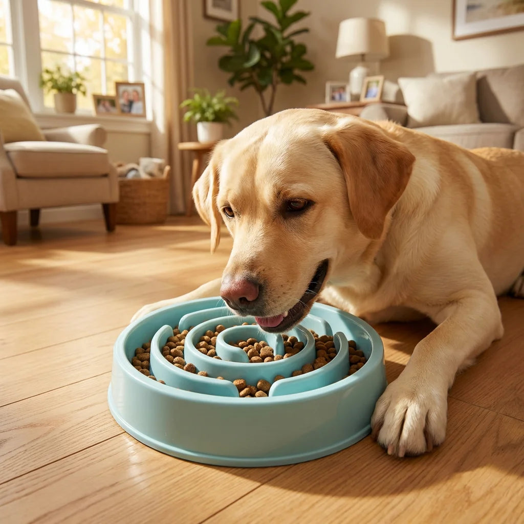 Slow Feeder Dog Bowl With Non Slip Interactive Maze