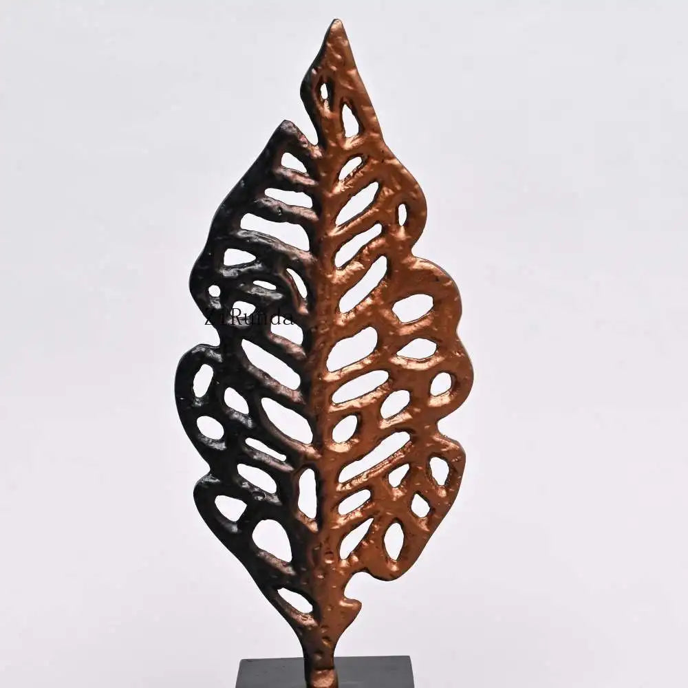 Ornate Gold Aluminum Leaf Table Sculpture on Black Base –17.5" Elegant Décor Accent  home decor