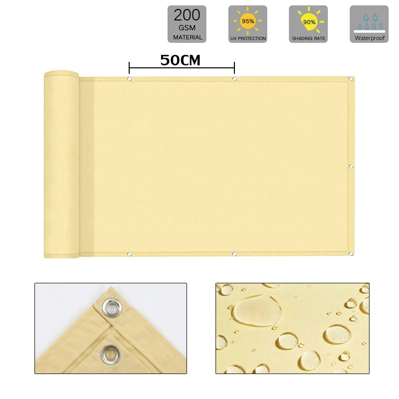 300D Waterproof Fence, Balcony Railing, Privacy Screen, Anti-UV Wind Barrier Fabric Sunblock Shade Cloth