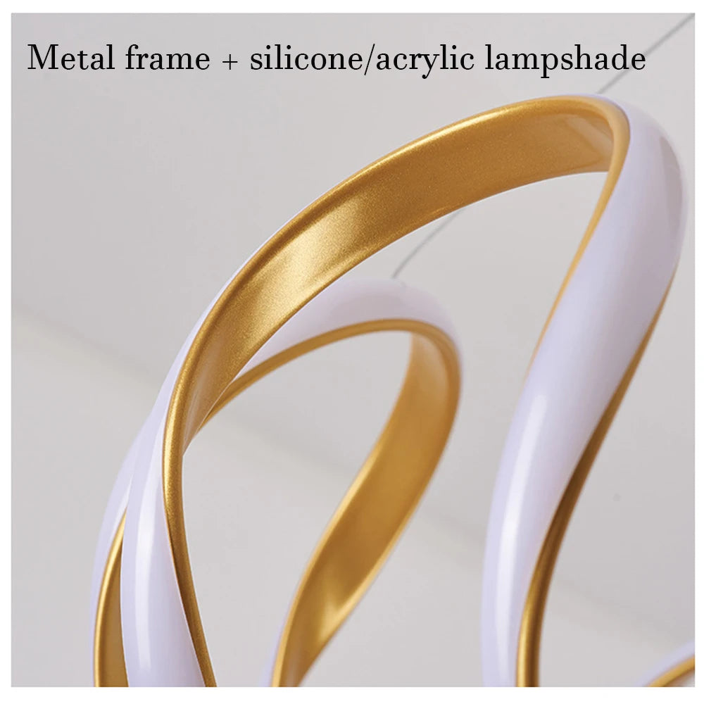 LED Pendant Light With Wavy Ring Dimmable Three Color Temperatures