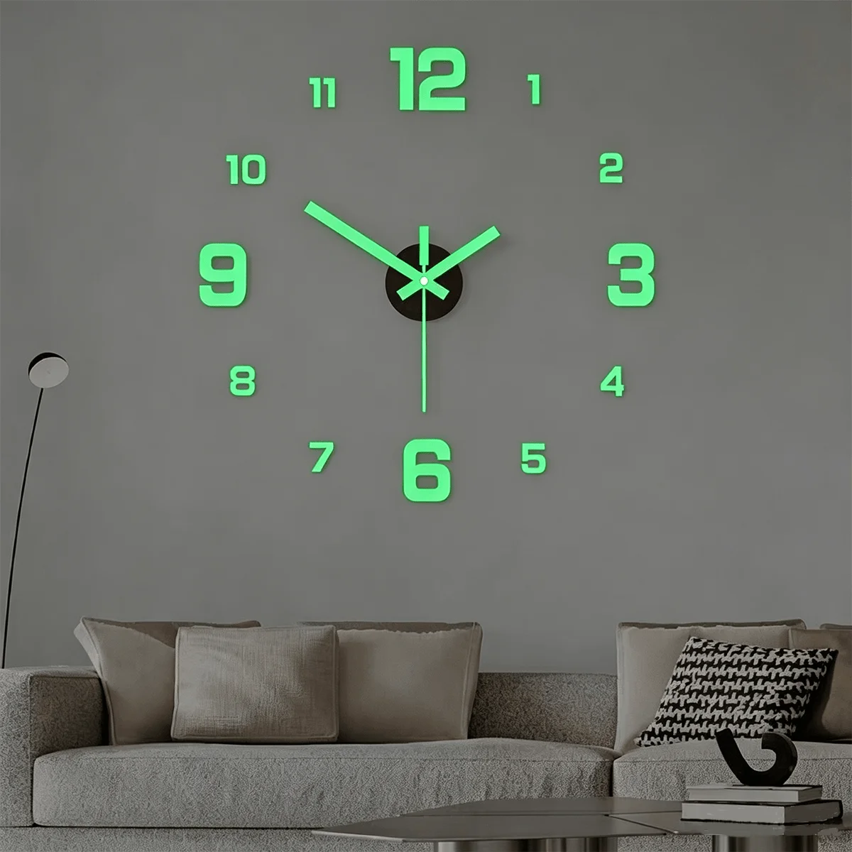 Minimalist Glow In The Dark Wall Clock Mirror Surface
