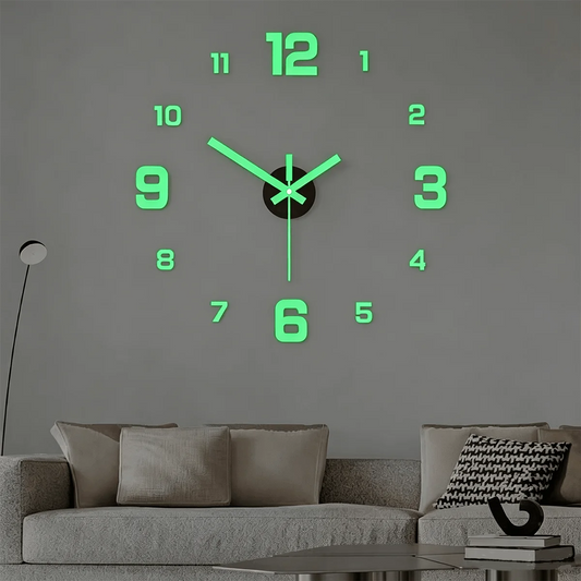 Minimalist Glow In The Dark Wall Clock Mirror Surface