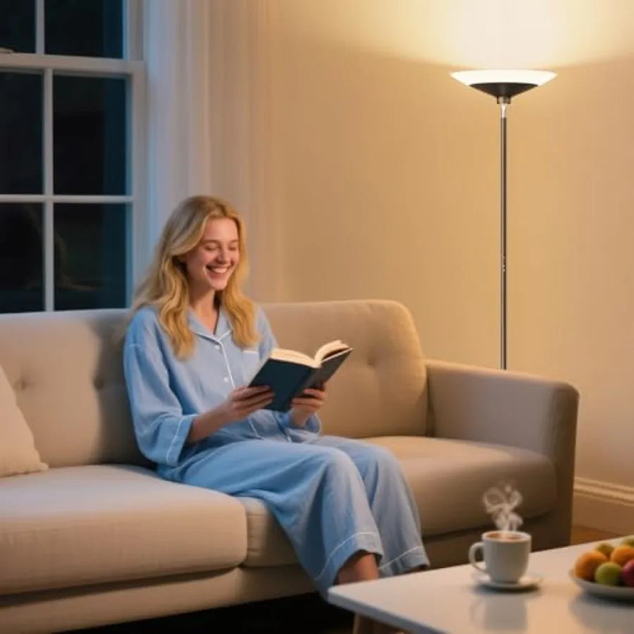 Torchiere Floor Lamp - 72" Tall LED Standing Lamp with Remote/Button Control, 1800Lm, 3000-6500K, 30W Dimmable Modern Corner Fl