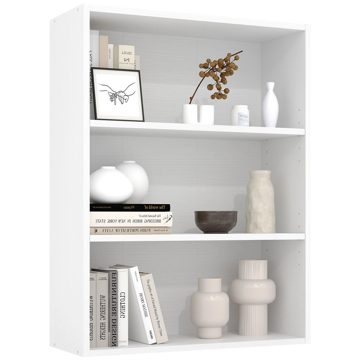 Jhk Four Tier Wooden Open Bookcase For Home Office
