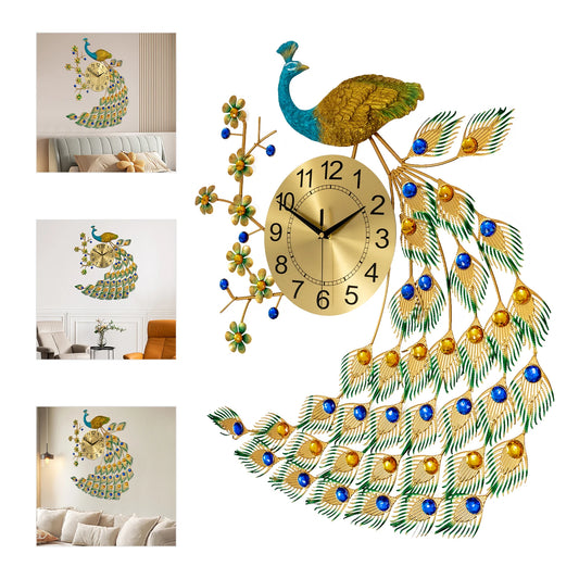 Modern Peacock Wall Clock Silent Quartz Decorative