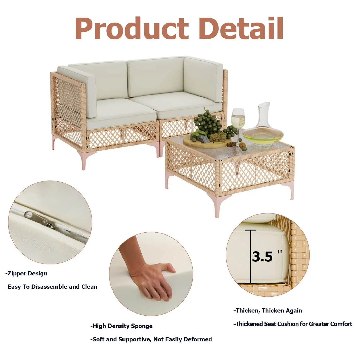 7-Piece Outdoor Wicker Patio Set With Tempered Glass