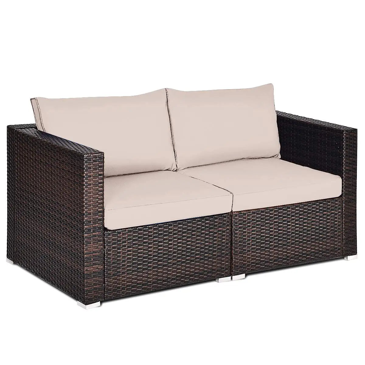2 Seat Outdoor Wicker Loveseat Sofa Set