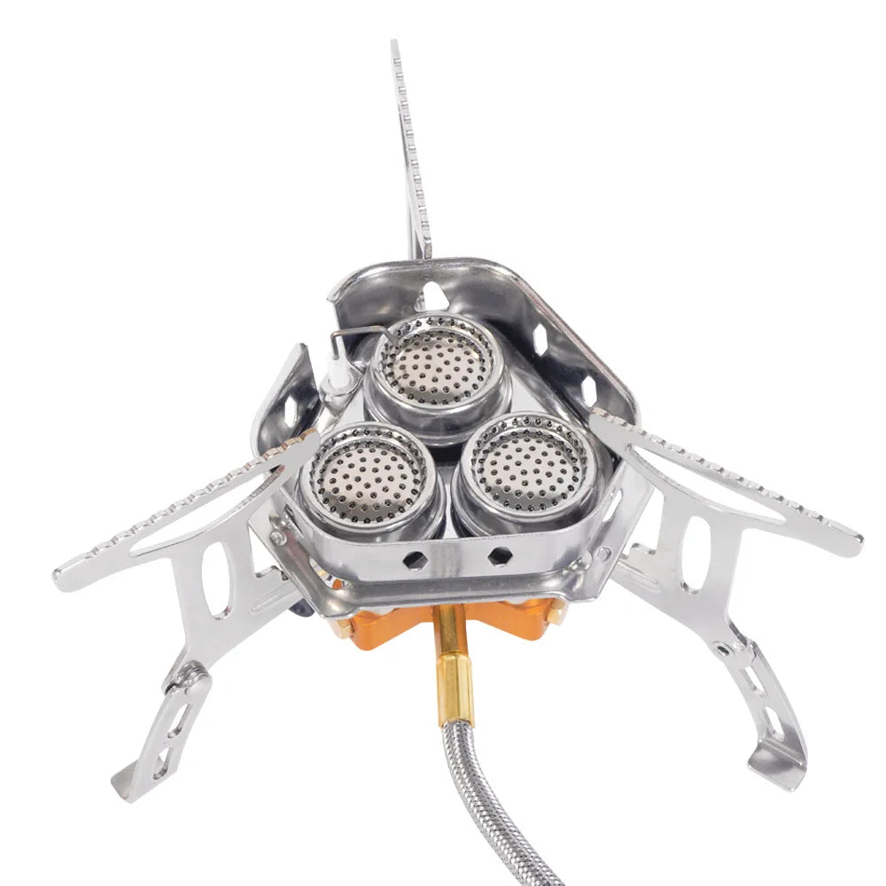 TARKA 3 Head Gas Stove, Camping Burners Folding Backpacking Furnace 5800W Outdoor Hiking Picnic BBQ Cooking Equipment