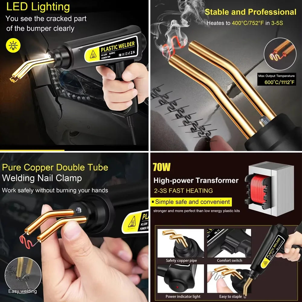 70W Bumper Repair Car Tools Kit HOT Stapler Plastic Welder New Heat Gun Plastic Welding Machine Bumper Soldering Iron Staples