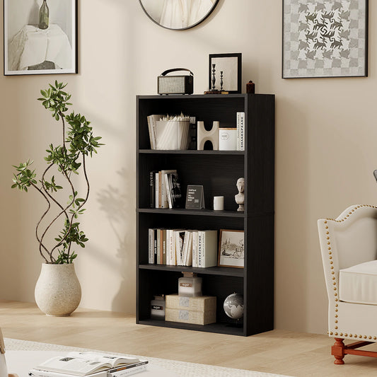 Jhk Four Tier Wooden Open Bookcase For Home Office