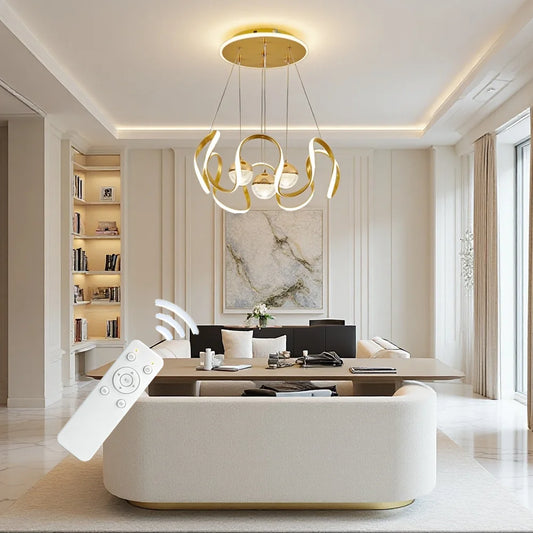 LED Pendant Light With Wavy Ring Dimmable Three Color Temperatures