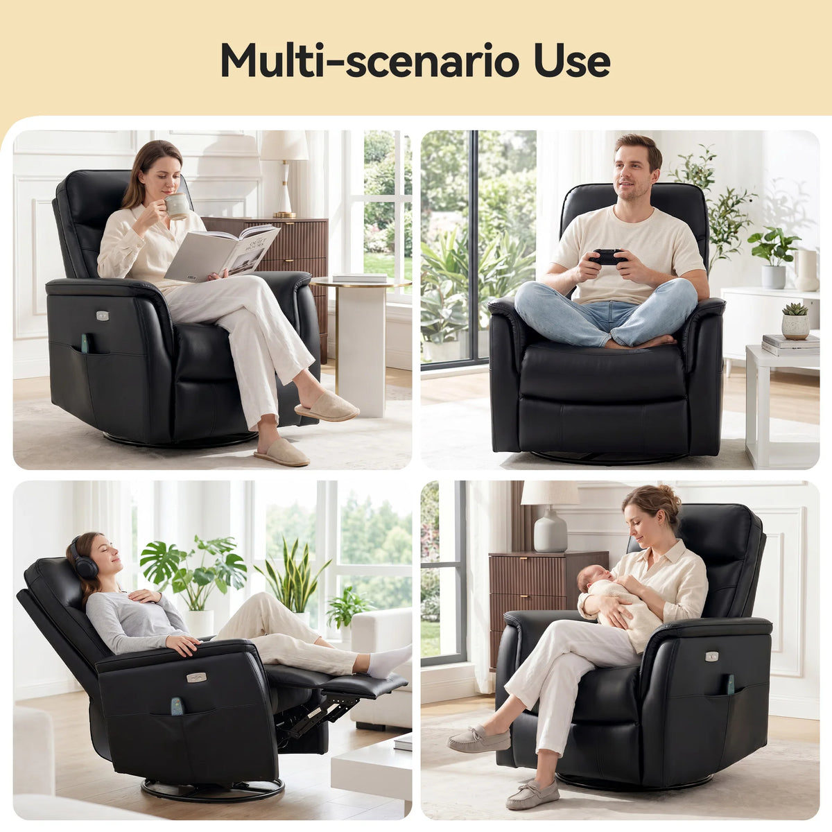 Kerdom Leather Power Lift Recliner With Vibration Massage