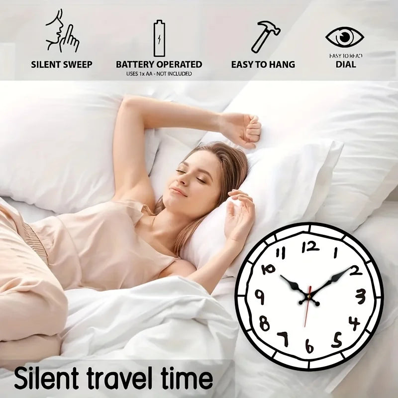 Modern Silent Quartz Wooden Wall Clock With Large Numbers