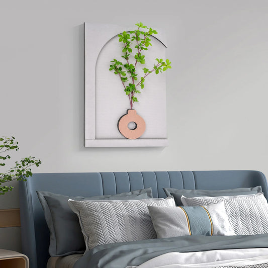 Handcrafted Sandstone Wall Art With Dimmable Led Simulated Plant