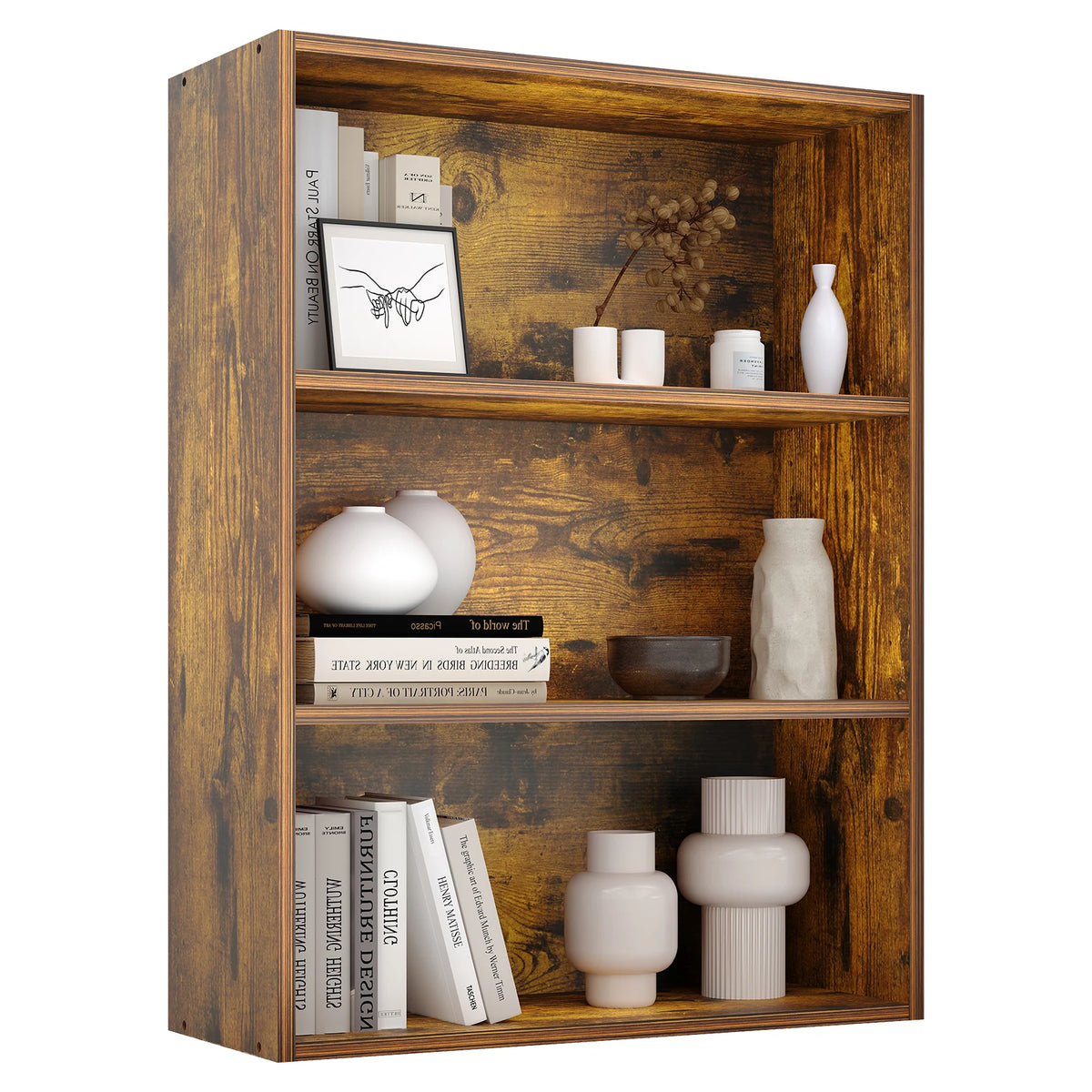 Jhk Four Tier Wooden Open Bookcase For Home Office