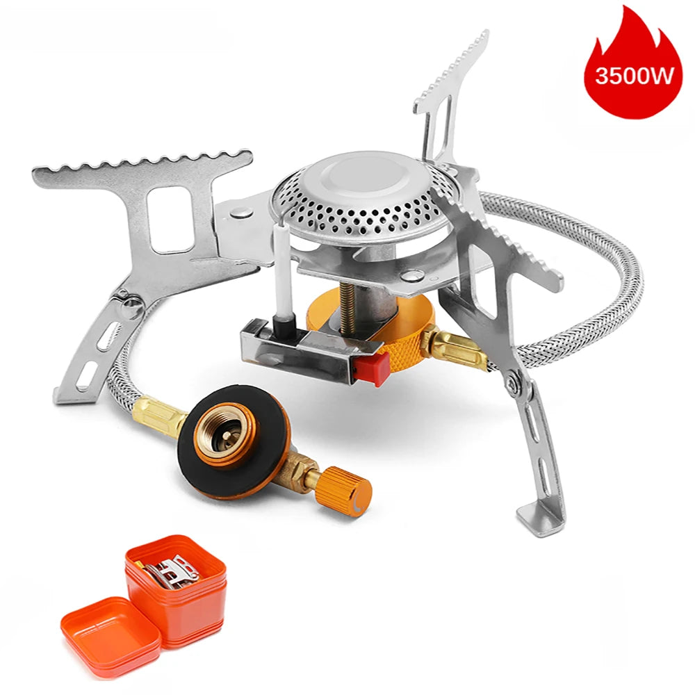 Camping Wind Proof Gas Stove Outdoor Burner Strong Fire Heater Cooker Portable Furnace Supplies Equipment Picnic