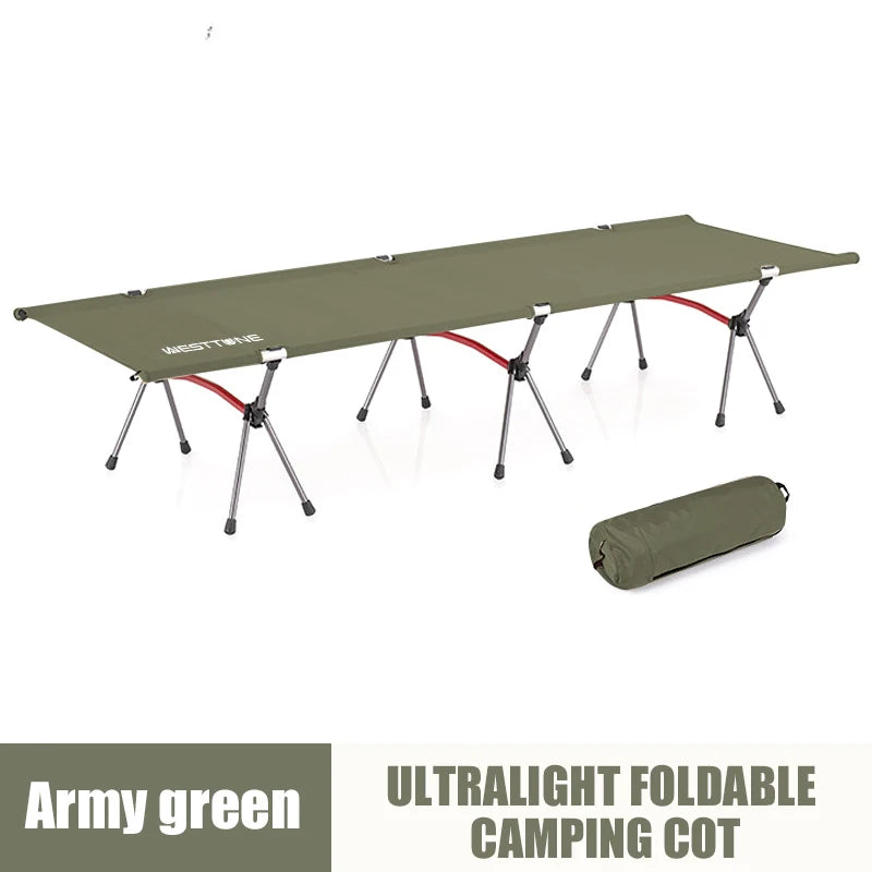 Portable folding bed, ultra light aluminum alloy sleeping bed, outdoor camping and travel