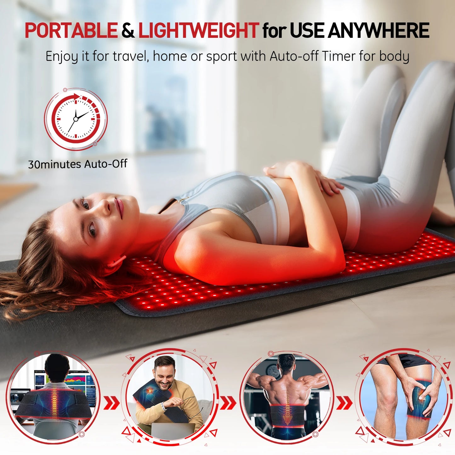 Updated Red Light Therapy Pad for Body. Therapy Mat for Waist Back Shoulder Muscle Pain Relief Relax Infrared Light