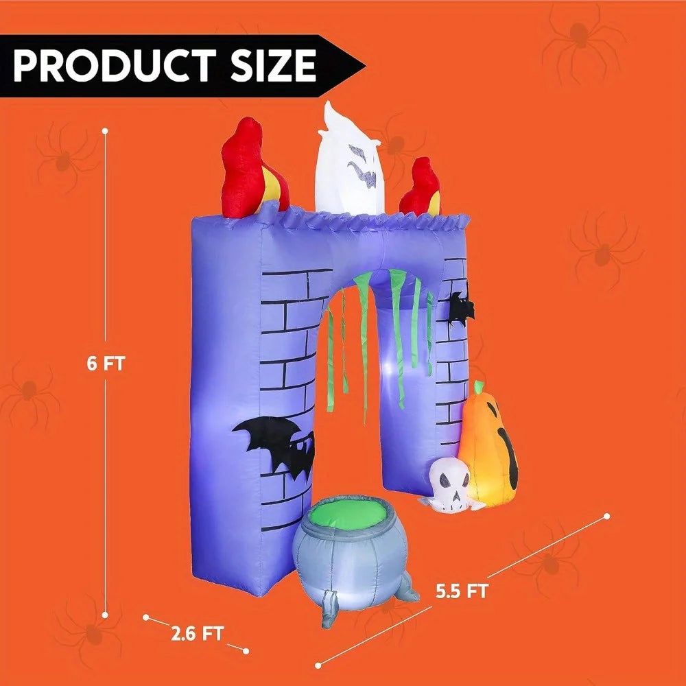 Halloween Inflatable Haunted Castle Led Outdoor Trunk Or Treat Decor