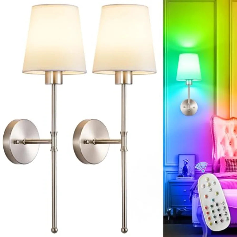 Battery Operated Wall Sconce: Wireless Wall Lights with Remote for Bedroom - 1 Colors Rechargeable Wall Lamp for Living Room Di