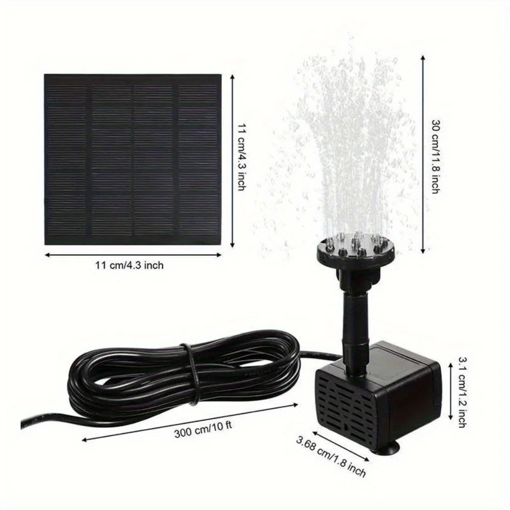 Solar Fountain Pump With 6 Nozzles For Outdoor Garden Decor