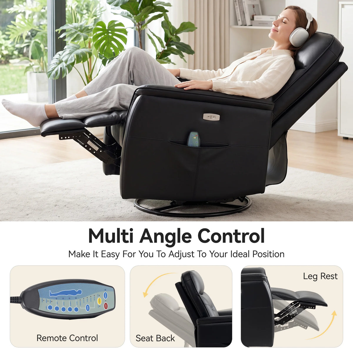 Kerdom Leather Power Lift Recliner With Vibration Massage