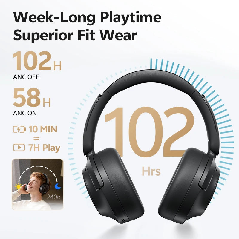 Over Ear Headphone Hi-Res Spatial Sound Headset H3S -56dB Adaptive ANC Wireless Earphone Bluetooth 6.0 102Hrs